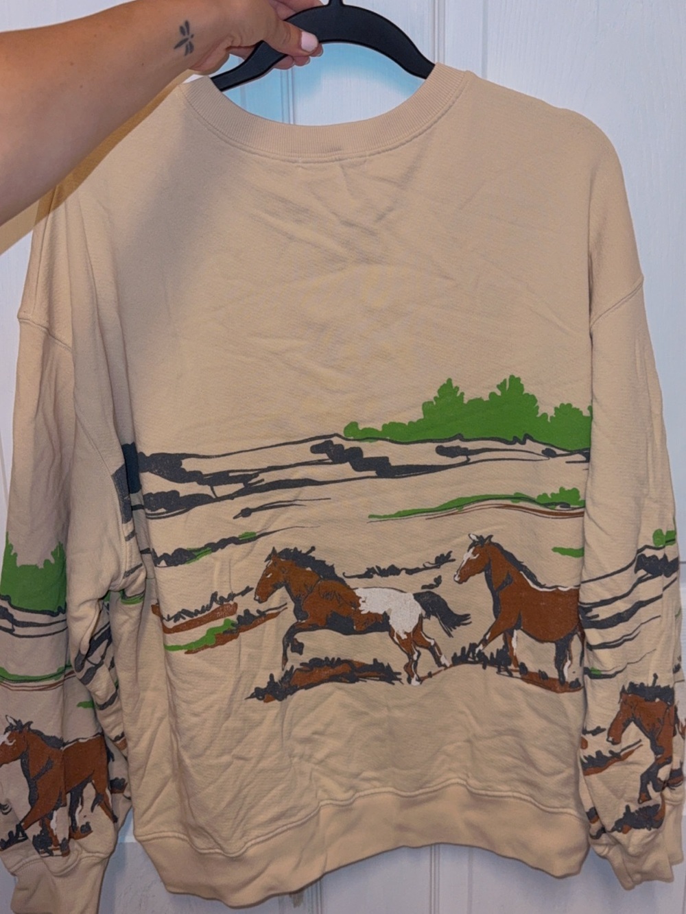 Daydreamer Running Horses Oversized Crewneck Sz M - Picture 4 of 5